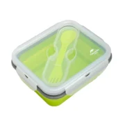 Táper Plegable Silicona Vianda 1 Espacios + Tenedor Cuchara