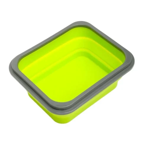 Táper Plegable Silicona Vianda 1 Espacios + Tenedor Cuchara